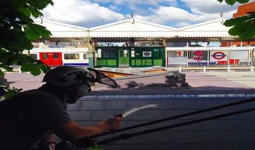 Cyclical pollarding of roadside lime trees in Putney. Improved traffic clearance, reduced limb weight and safe site operations. Speak to our arborists today. Pollarding team working on roadside lime trees in Putney with traffic management in place